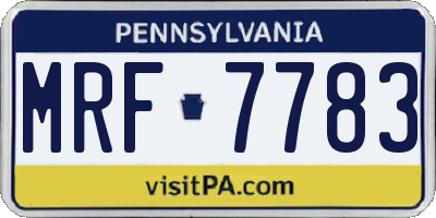 PA license plate MRF7783
