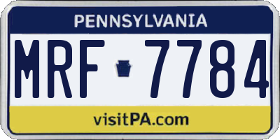 PA license plate MRF7784
