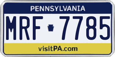 PA license plate MRF7785