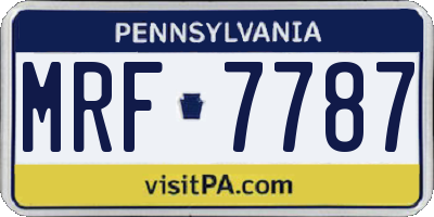 PA license plate MRF7787