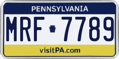 PA license plate MRF7789