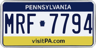 PA license plate MRF7794