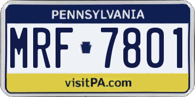 PA license plate MRF7801