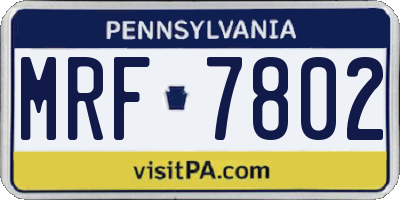 PA license plate MRF7802
