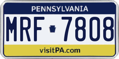 PA license plate MRF7808