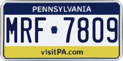 PA license plate MRF7809