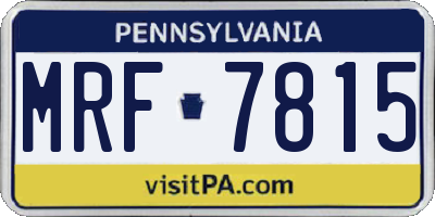 PA license plate MRF7815