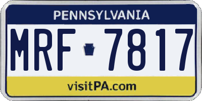 PA license plate MRF7817