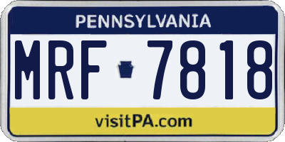 PA license plate MRF7818