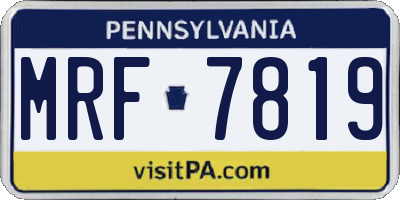 PA license plate MRF7819