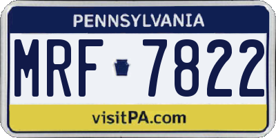 PA license plate MRF7822