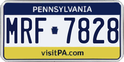PA license plate MRF7828