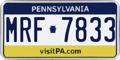 PA license plate MRF7833