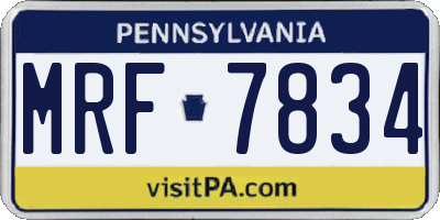PA license plate MRF7834