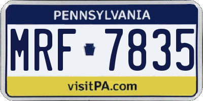 PA license plate MRF7835