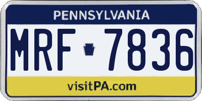 PA license plate MRF7836