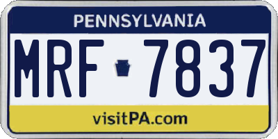 PA license plate MRF7837
