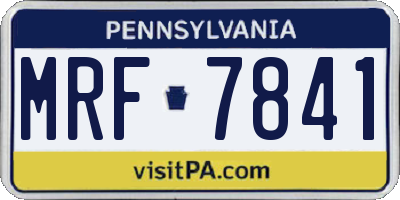 PA license plate MRF7841