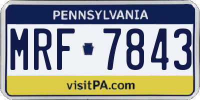 PA license plate MRF7843