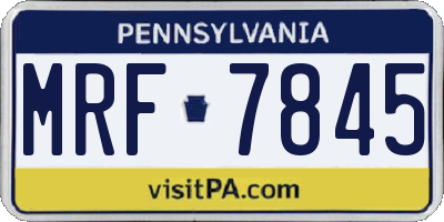 PA license plate MRF7845