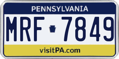 PA license plate MRF7849
