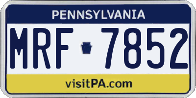 PA license plate MRF7852