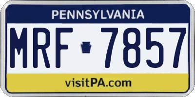PA license plate MRF7857