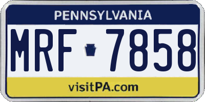 PA license plate MRF7858