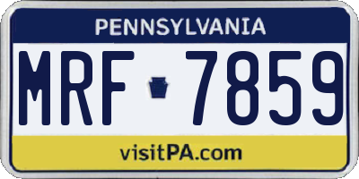 PA license plate MRF7859