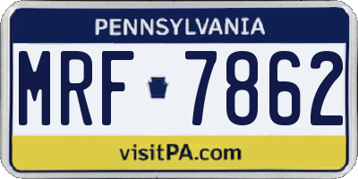 PA license plate MRF7862