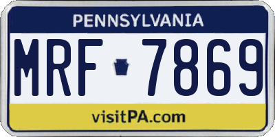 PA license plate MRF7869