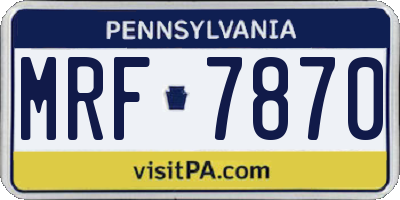PA license plate MRF7870