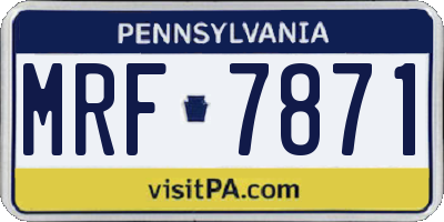 PA license plate MRF7871