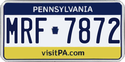 PA license plate MRF7872