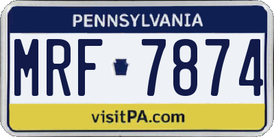 PA license plate MRF7874