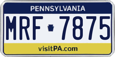 PA license plate MRF7875