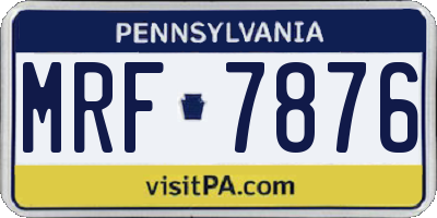 PA license plate MRF7876