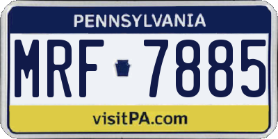 PA license plate MRF7885