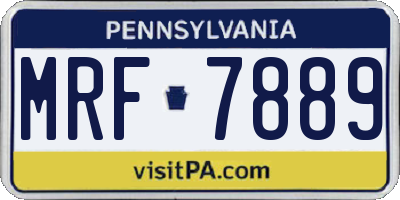 PA license plate MRF7889