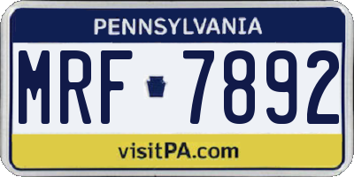 PA license plate MRF7892