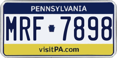 PA license plate MRF7898