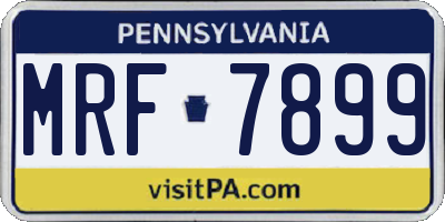 PA license plate MRF7899