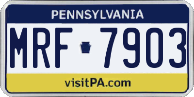 PA license plate MRF7903