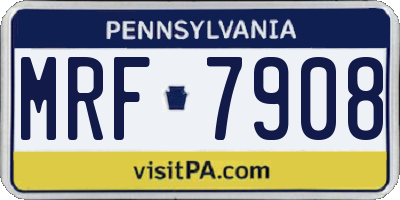PA license plate MRF7908