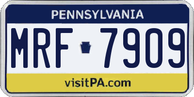 PA license plate MRF7909