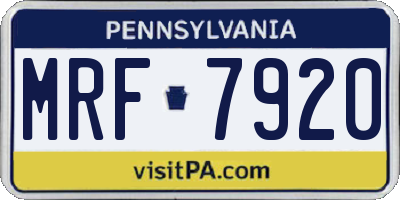 PA license plate MRF7920