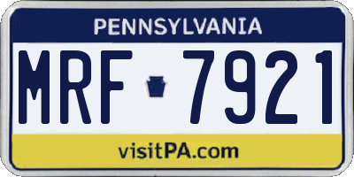 PA license plate MRF7921