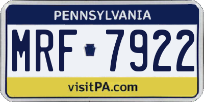 PA license plate MRF7922