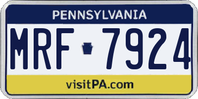 PA license plate MRF7924