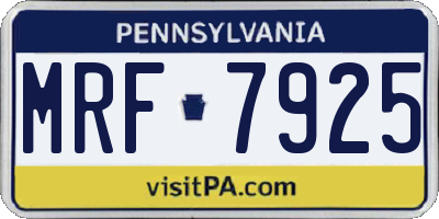 PA license plate MRF7925